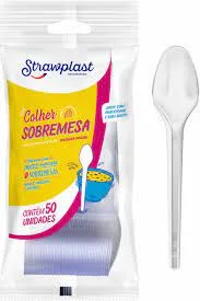 Colher Descartável Sobremesa 50 Unidades – Strawplast